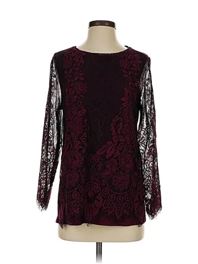 Pre-owned Chico's Long Sleeve Blouse In Burgundy