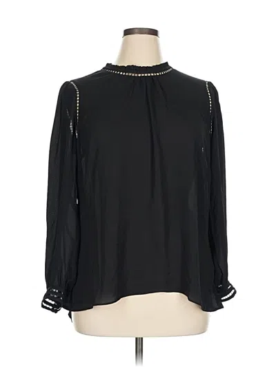 City Chic Long Sleeve Blouse In Black