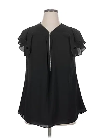 Pre-owned City Chic Short Sleeve Blouse In Black