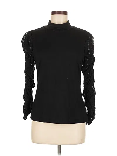 Pre-owned Maeve By Anthropologie Long Sleeve Top Black Turtleneck Tops