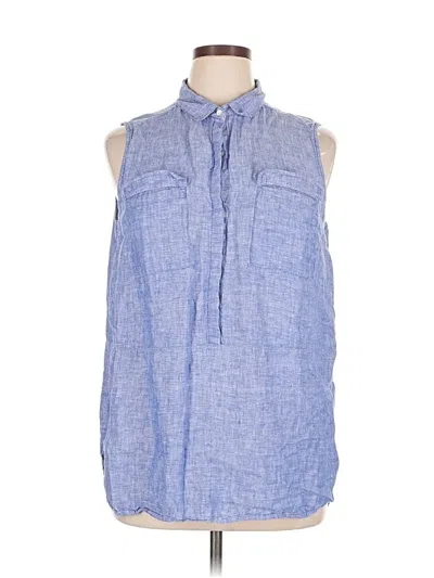 Pre-owned Jones New York Sleeveless Button Down Shirt In Blue