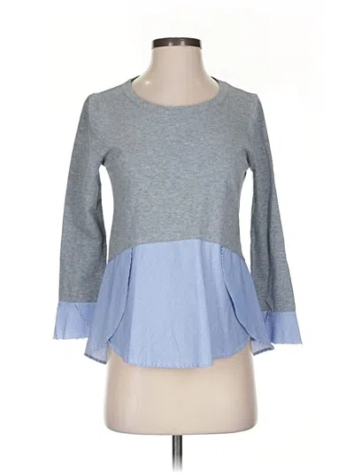 Pre-owned Marled By Reunited 3/4 Sleeve Top Gray Boatneck Tops