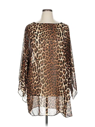 Pre-owned Chico's 3/4 Sleeve Blouse In Brown