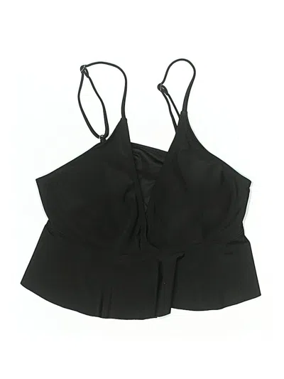 Pre-owned Unbranded Swimsuit Top Black Solid Pattern V Neck Swimwear