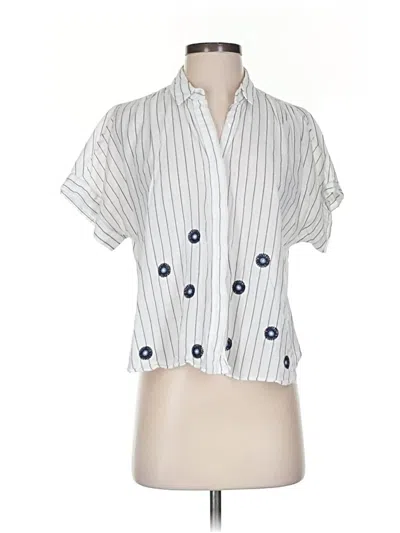 Pre-owned Madewell Short Sleeve Blouse In White