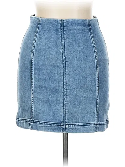 Pre-owned Free People Denim Skirt In Blue