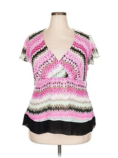 Pre-owned Lane Bryant Short Sleeve Blouse In Pink