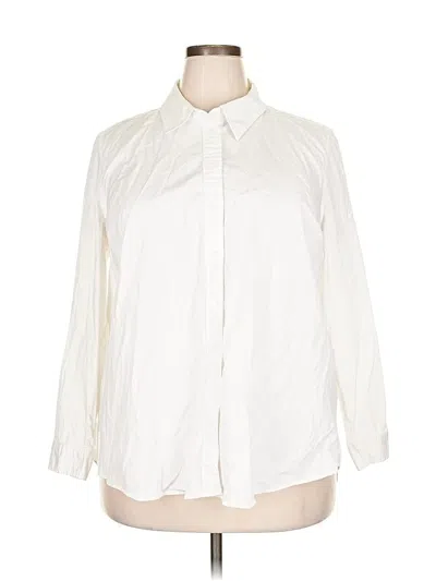 Pre-owned Lane Bryant Long Sleeve Blouse In White