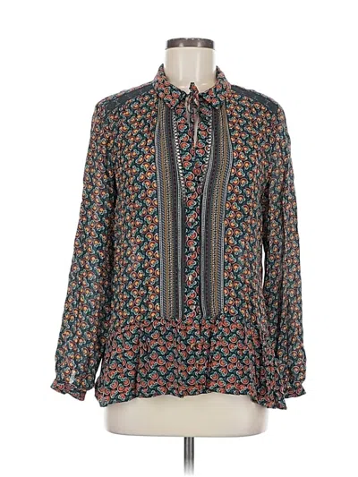 Pre-owned Maeve By Anthropologie Long Sleeve Blouse In Blue