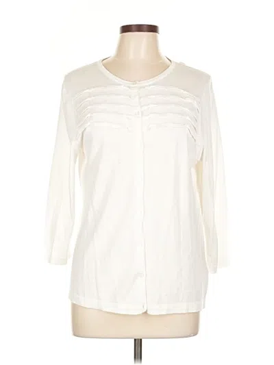 Pre-owned Liz Claiborne 3/4 Sleeve Top Ivory V Neck Tops In White
