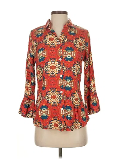 Pre-owned Gretchen Scott Designs 3/4 Sleeve Blouse In Red