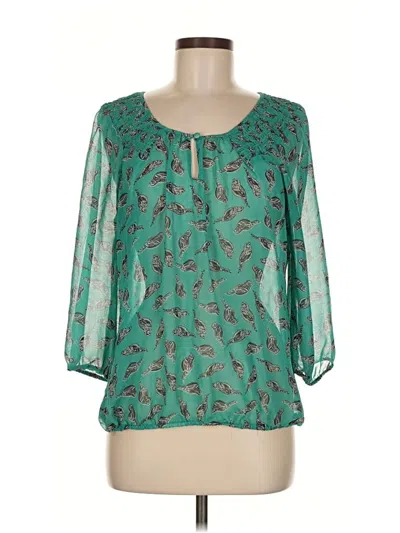 Pre-owned Banana Republic Factory Store 3/4 Sleeve Blouse In Blue