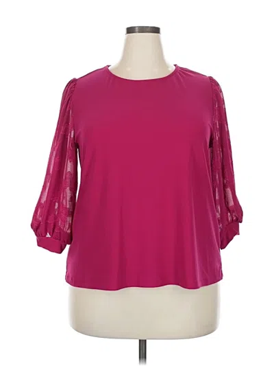 Pre-owned Cece 3/4 Sleeve Top Pink Mock Neckline Tops