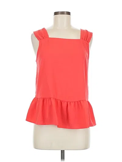 Pre-owned Ann Taylor Loft Tank Top Orange Ruffles Neckline Tops