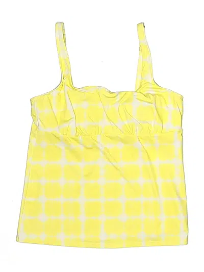 Pre-owned Lands' End Swimsuit Top Yellow Checkered/gingham Pattern Swimwear
