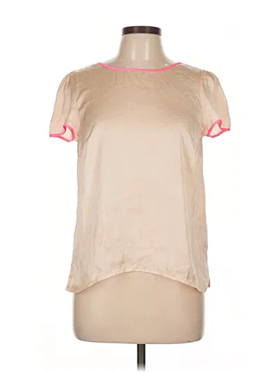 Pre-owned H&m Short Sleeve Top Tan Crew Neck Tops In Brown