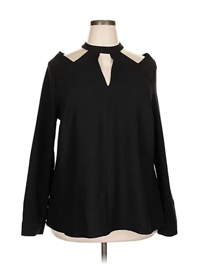 Pre-owned Lane Bryant Long Sleeve Blouse In Black