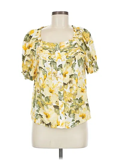 Pre-owned Rose + Olive Short Sleeve Blouse In Yellow