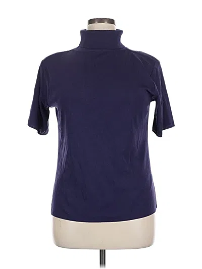 Pre-owned Misook Short Sleeve Top Purple Mock Neckline Tops