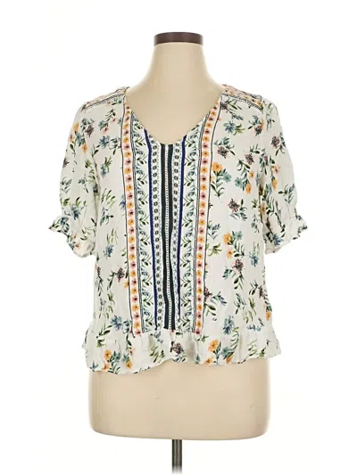 Pre-owned Lucky Brand Short Sleeve Blouse In White