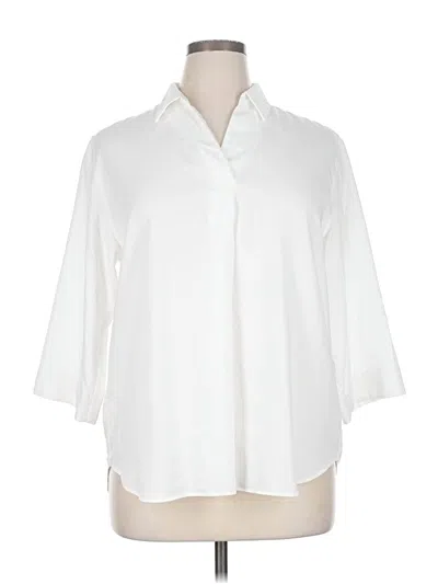 Pre-owned Uniqlo 3/4 Sleeve Button Down Shirt In White