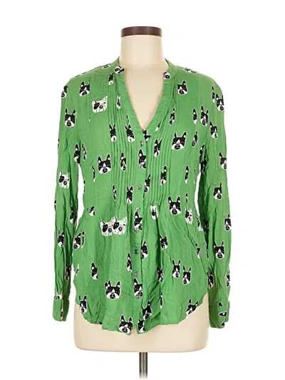 Pre-owned Maeve Long Sleeve Blouse In Green