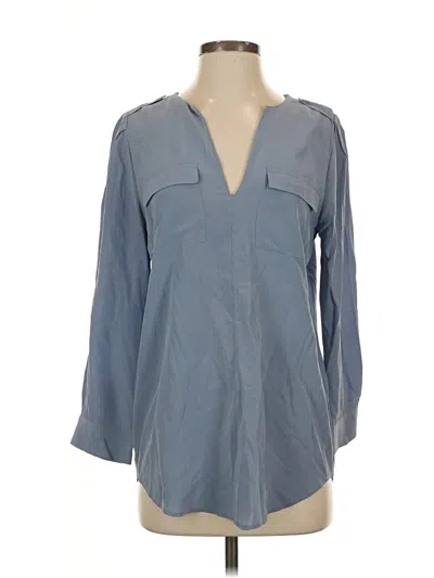Pre-owned Joie 3/4 Sleeve Silk Top Blue Open Neckline Tops