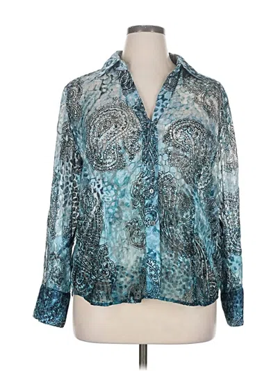 Pre-owned Chico's Long Sleeve Blouse In Blue