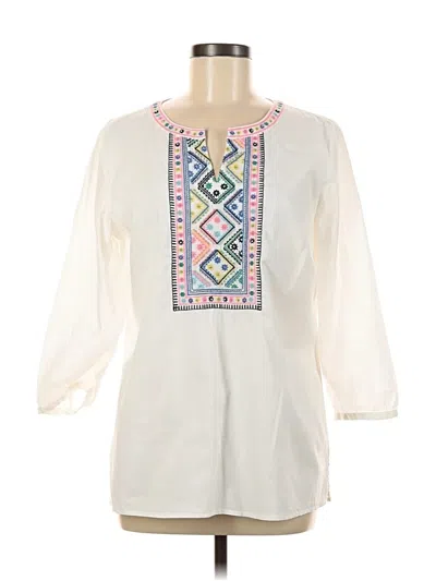 Pre-owned Talbots 3/4 Sleeve T-shirt In White