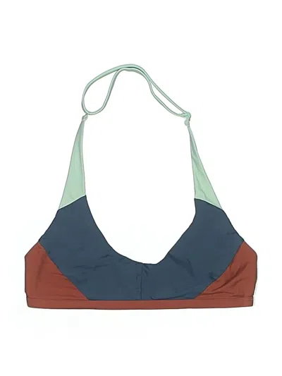 Pre-owned Prana Swimsuit Top Blue Color Block Pattern Swimwear