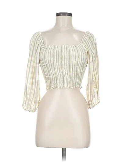 Pre-owned Peixoto 3/4 Sleeve Blouse In White