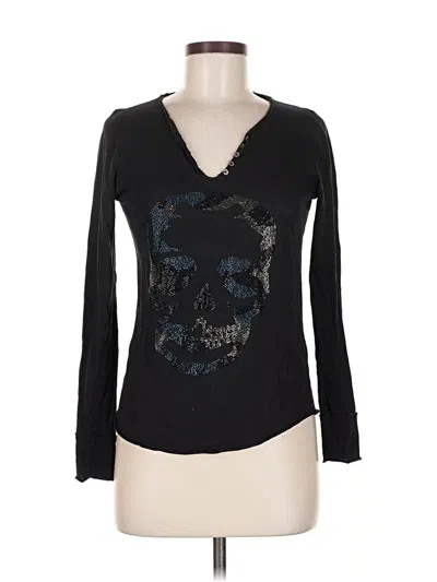 Pre-owned Zadig & Voltaire Long Sleeve Top Black V Neck Tops