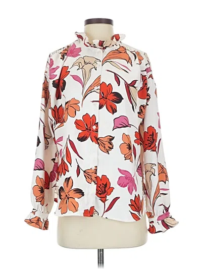 Pre-owned Ann Taylor Long Sleeve Blouse In White