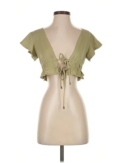 Pre-owned Polly Short Sleeve Top Green Sweetheart Neckline Tops