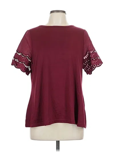 Pre-owned Bloomchic Short Sleeve Top Burgundy Cold Shoulder Neckline Tops