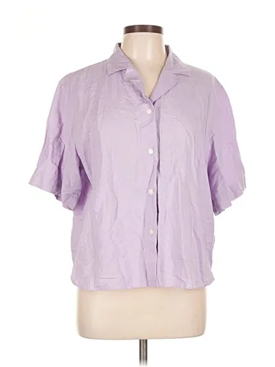 Pre-owned Uniqlo Short Sleeve Blouse In Purple