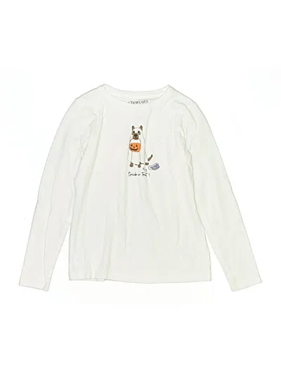Pre-owned Crewcuts Outlet Kids' Long Sleeve T-shirt In White