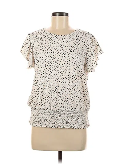 Pre-owned Adrianna Papell Short Sleeve Blouse In White