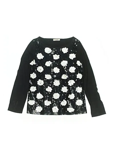 Pre-owned Crewcuts Kids' Long Sleeve Top Black Square Neckline Tops