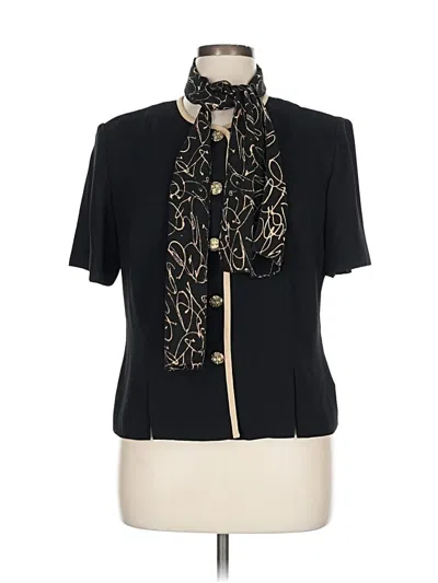 Pre-owned Leslie Fay Short Sleeve Blouse In Black