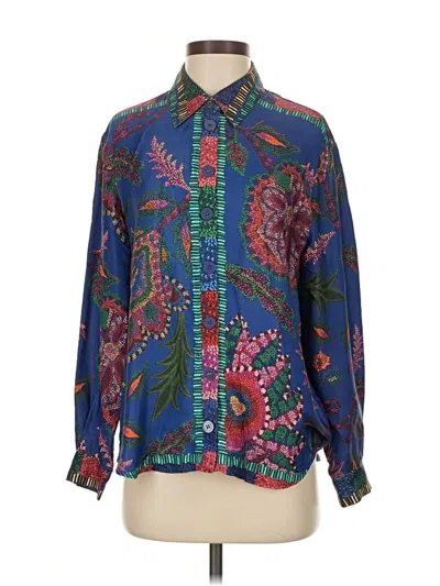 Pre-owned Farm Rio Long Sleeve Blouse In Blue