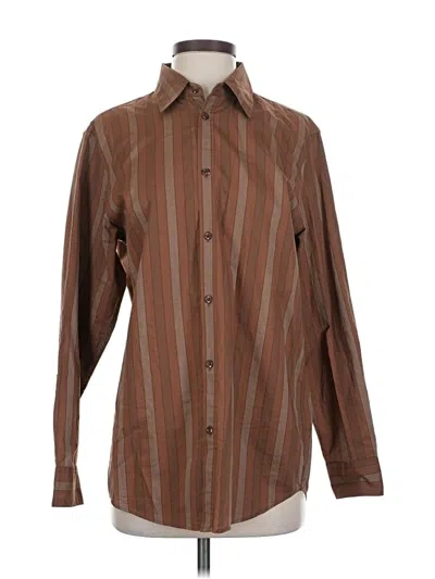 Pre-owned Uniqlo U Long Sleeve Button Down Shirt In Brown