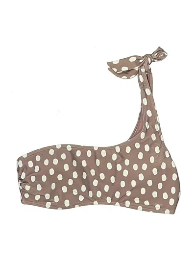 Pre-owned Abercrombie & Fitch Swimsuit Top Brown Polka Dots Pattern Swimwear