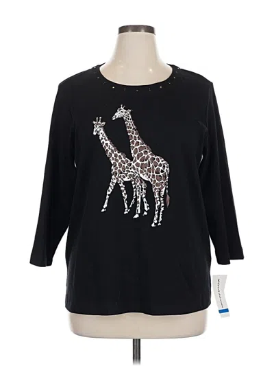 Pre-owned Alfred Dunner 3/4 Sleeve T-shirt In Black