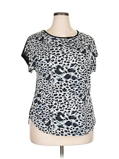 Pre-owned New Mix Usa Short Sleeve Top Silver Scoop Neck Tops