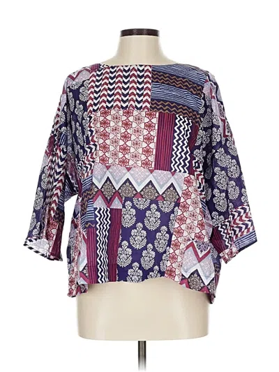 Pre-owned Purejill 3/4 Sleeve Blouse In Purple