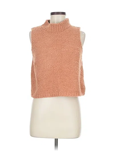 Pre-owned She + Sky Faux Fur Vest In Orange