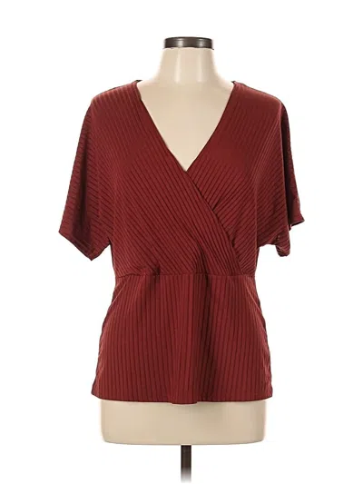 Pre-owned Shein Curve Short Sleeve Blouse In Burgundy