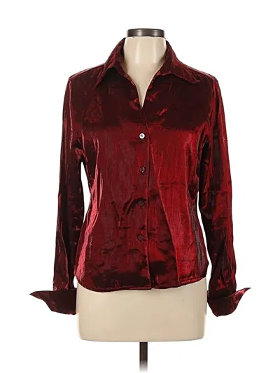Pre-owned Christie & Jill Long Sleeve Blouse In Burgundy