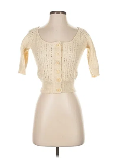 Pre-owned Catherine Malandrino Wool Cardigan Sweater In White